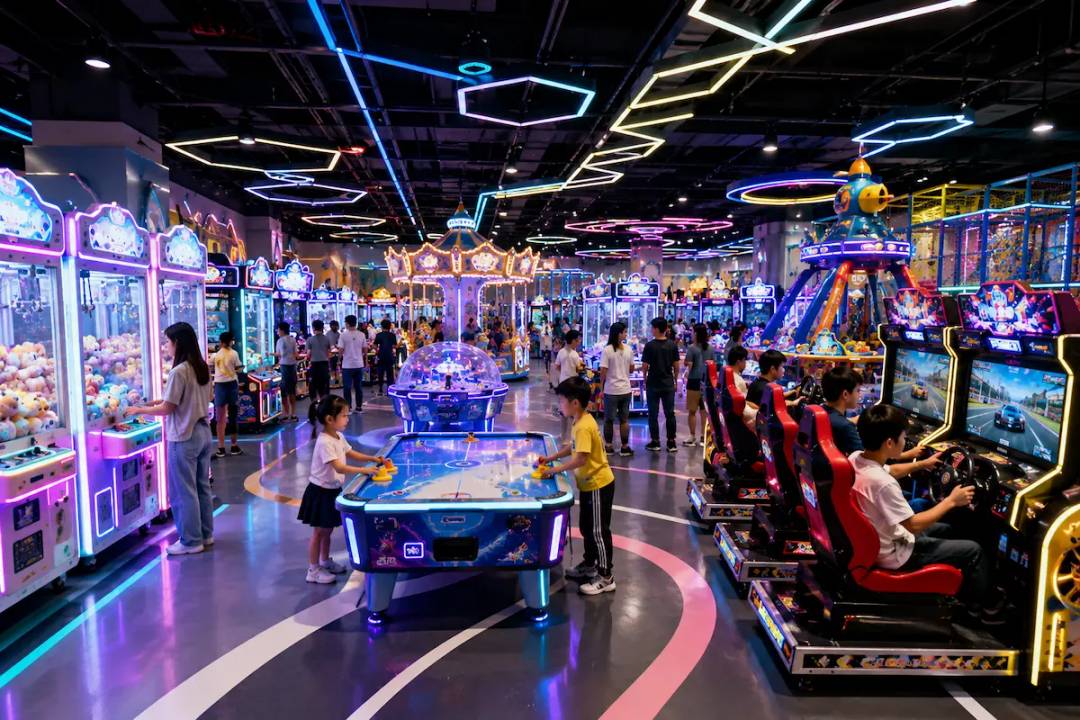 Modern arcade game center scene