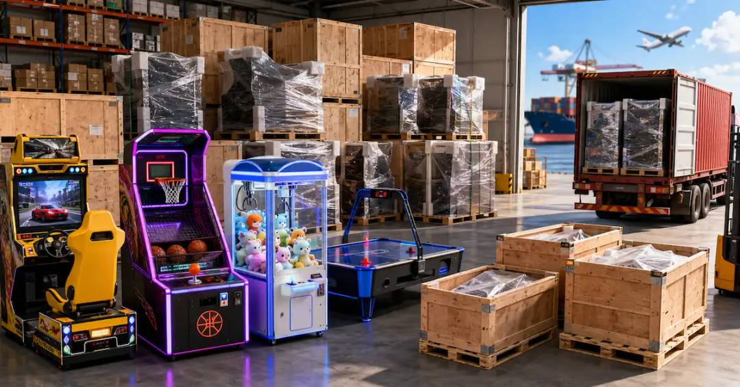 Game machine factory showroom scene