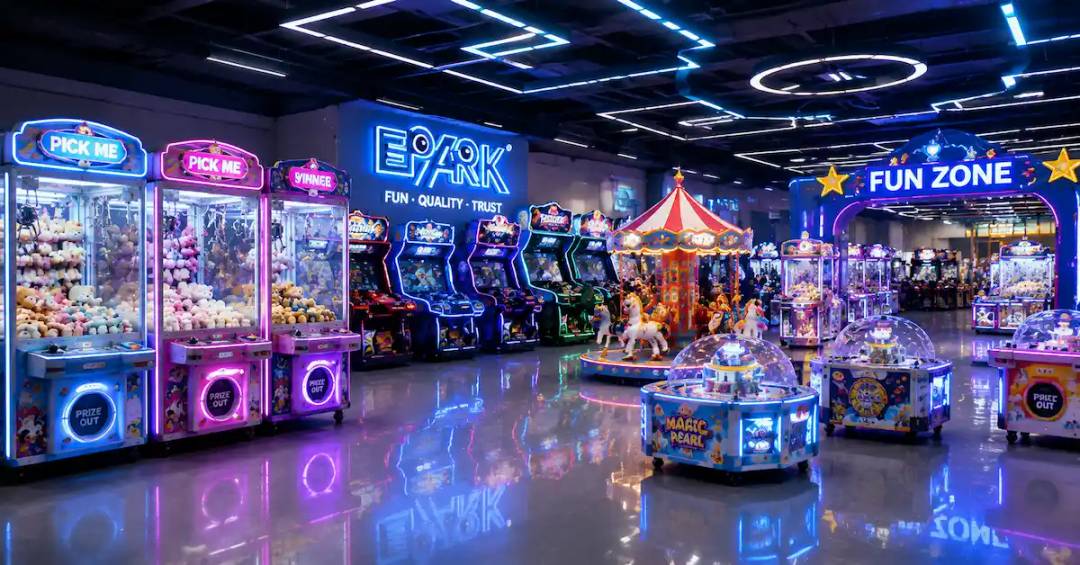 Game machine factory showroom scene