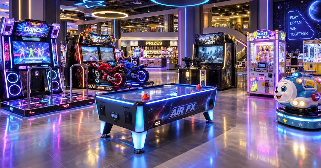 Amusement arcade equipment in FEC game venue