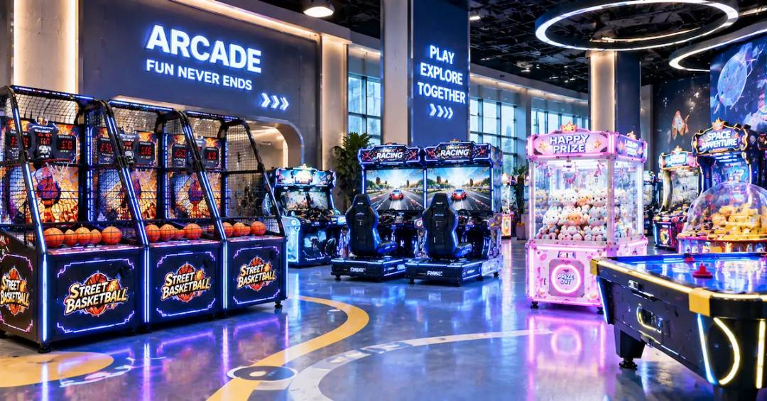 Wholesale arcade machines in modern FEC center