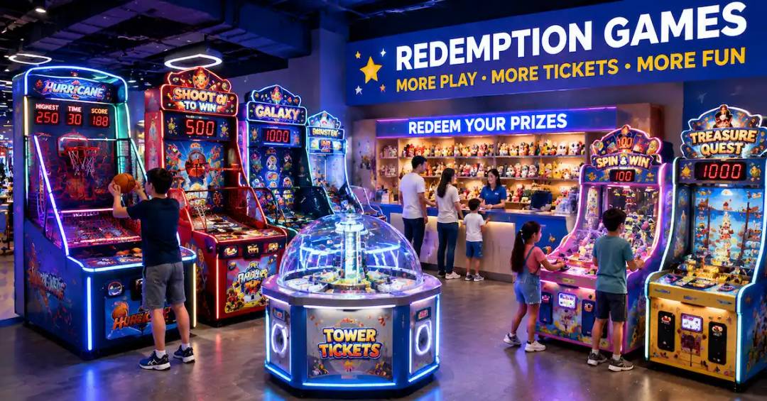 Redemption game machine arcade scene