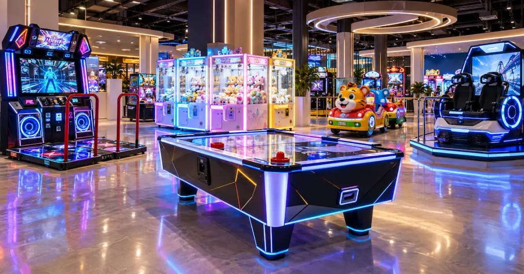 Custom arcade machines in modern OEM showroom