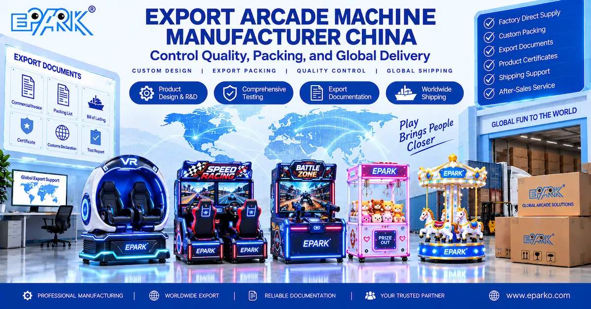 Export Arcade Machine Manufacturer China: How Overseas Buyers Control QC, Packing, and Delivery