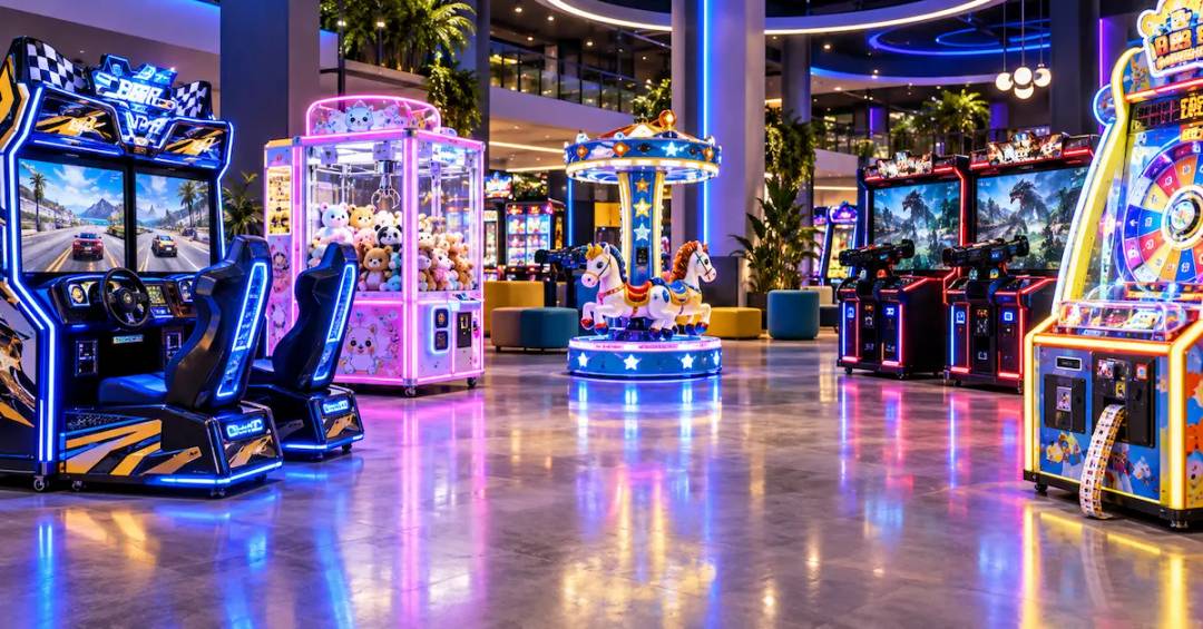 Arcade machines in modern entertainment center