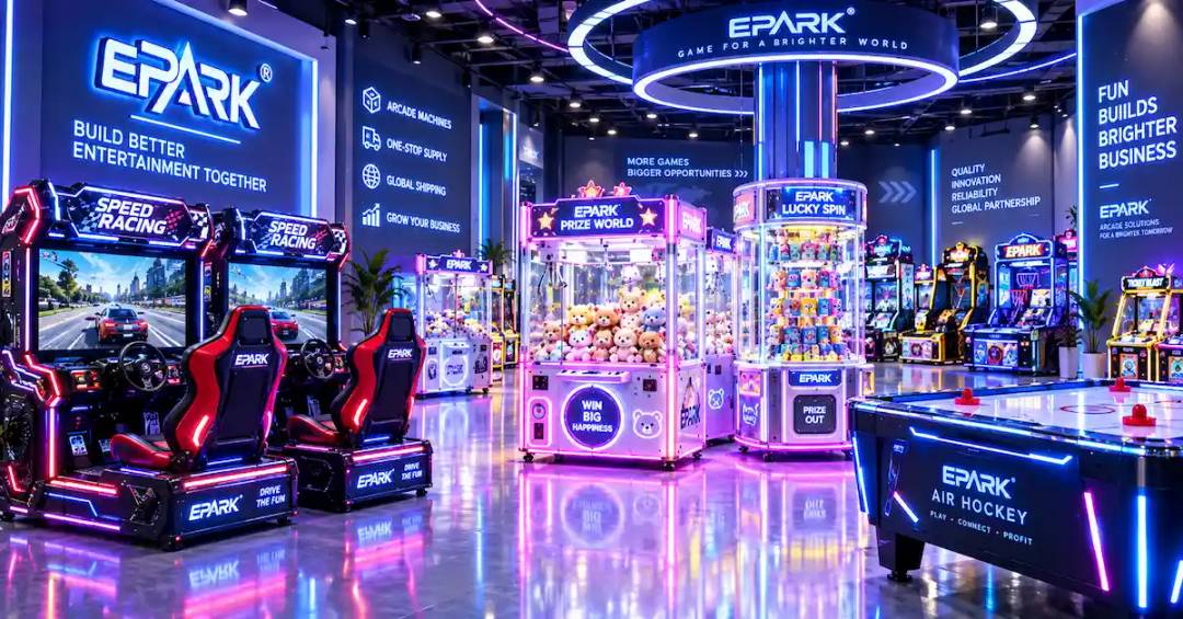 Wholesale arcade machines in importer showroom